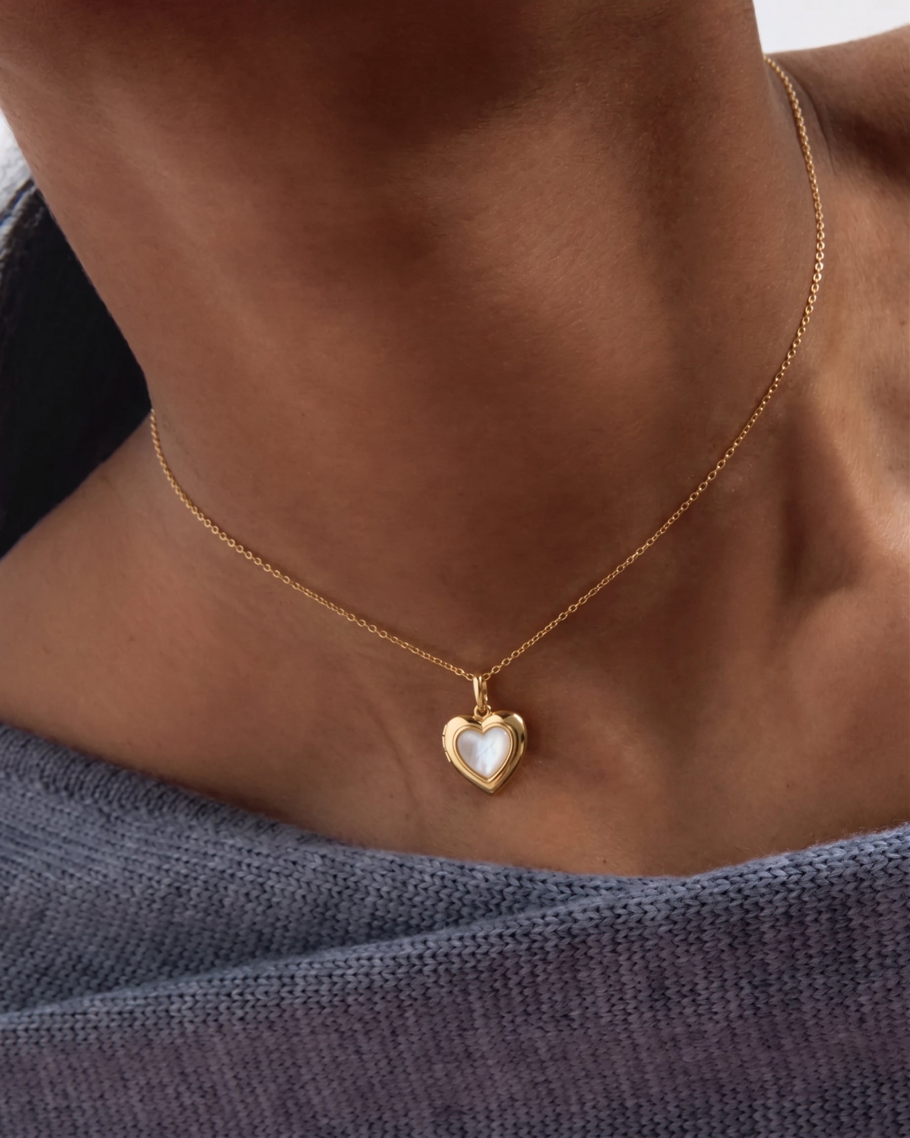 Mother of Pearl Open Heart Pendant Necklace