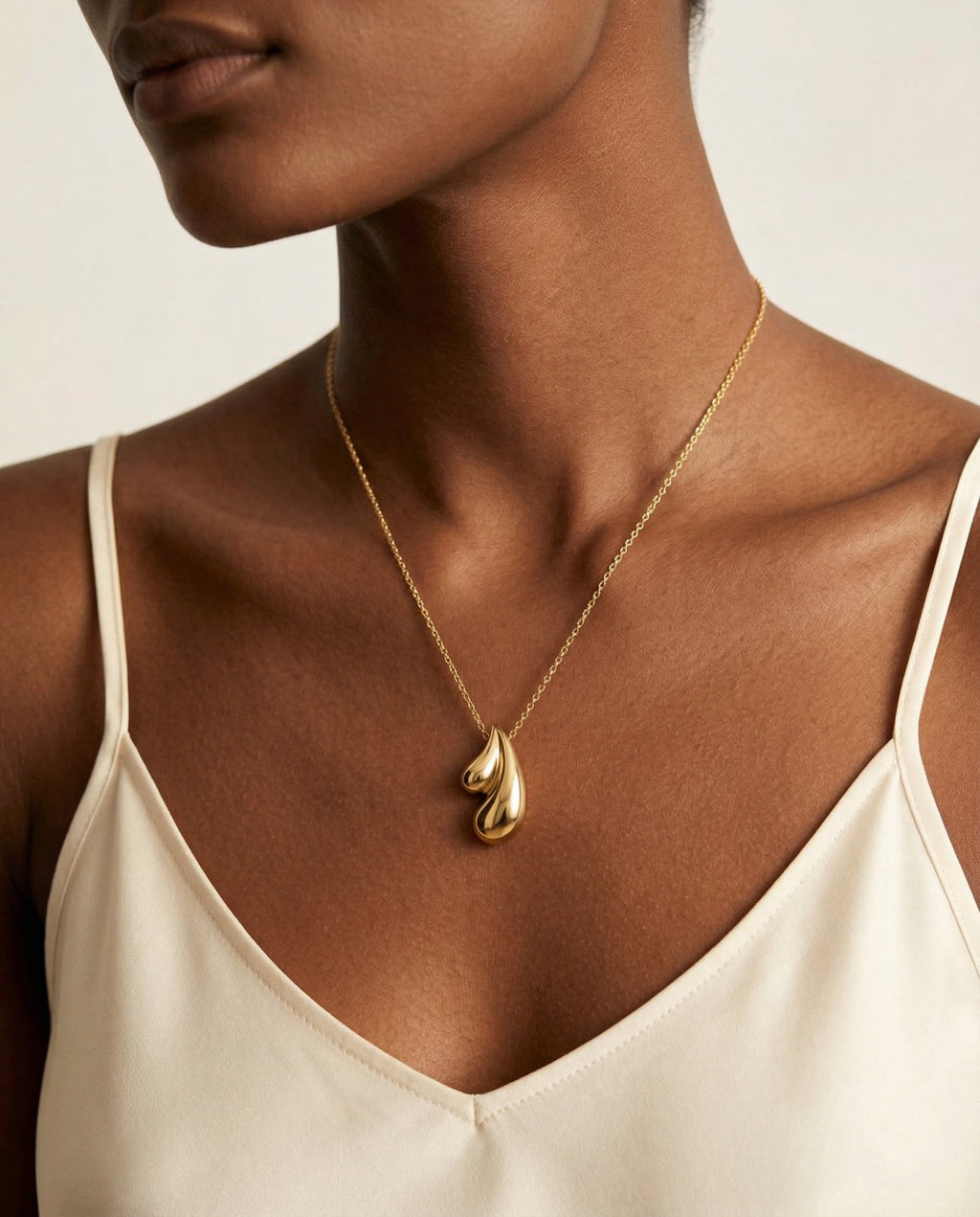 Sculptural Heart Drop Pendant Necklace