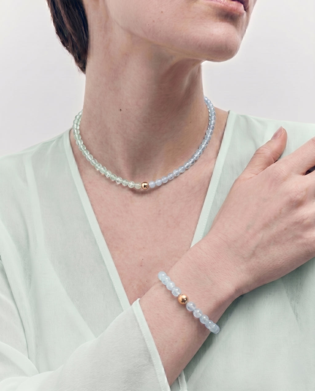 Aquamarine Beaded Bracelet / Necklace