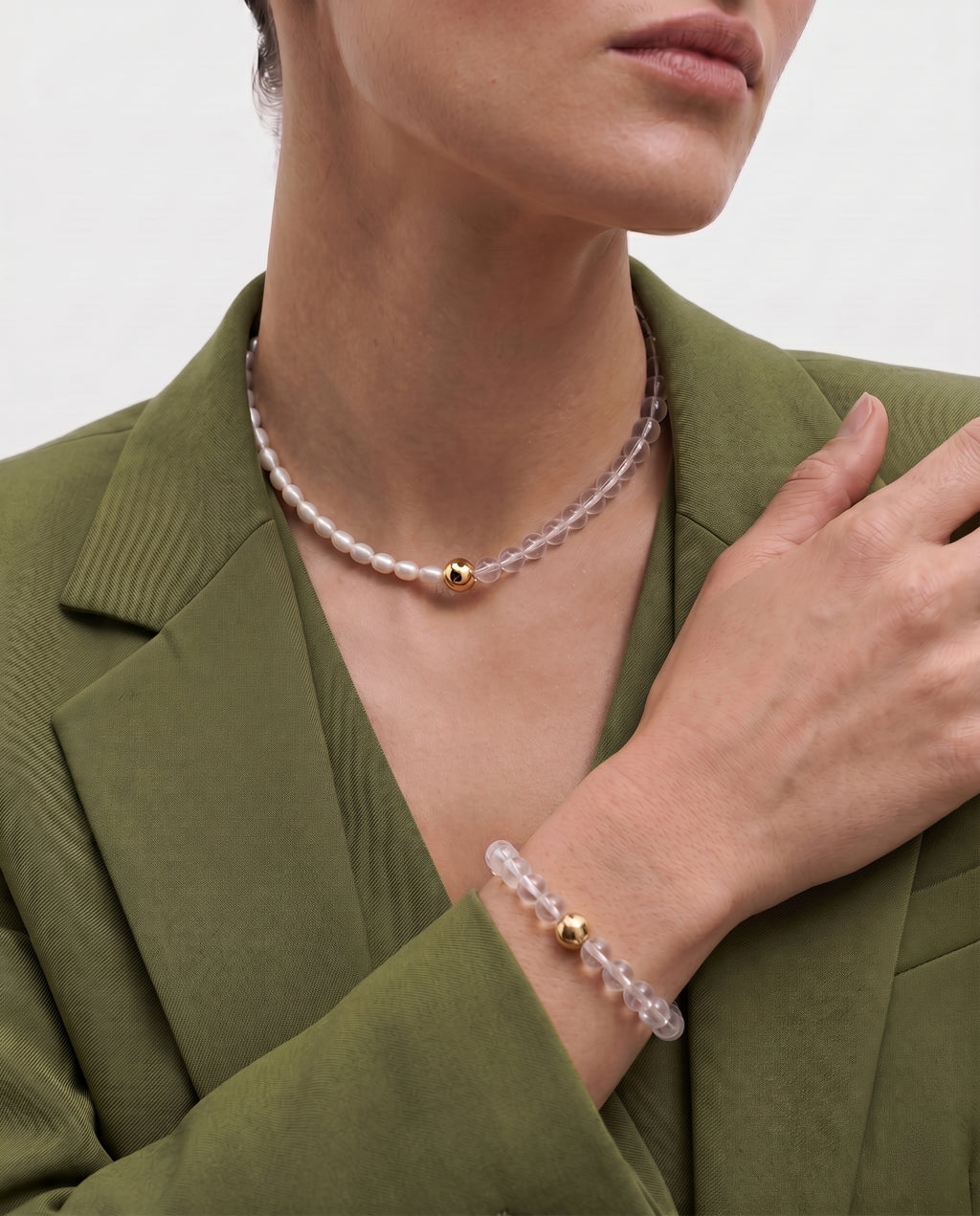 Clear Crystal Beaded Bracelet / Necklace