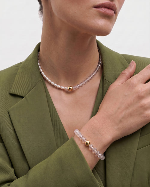Clear Crystal Beaded Bracelet / Necklace