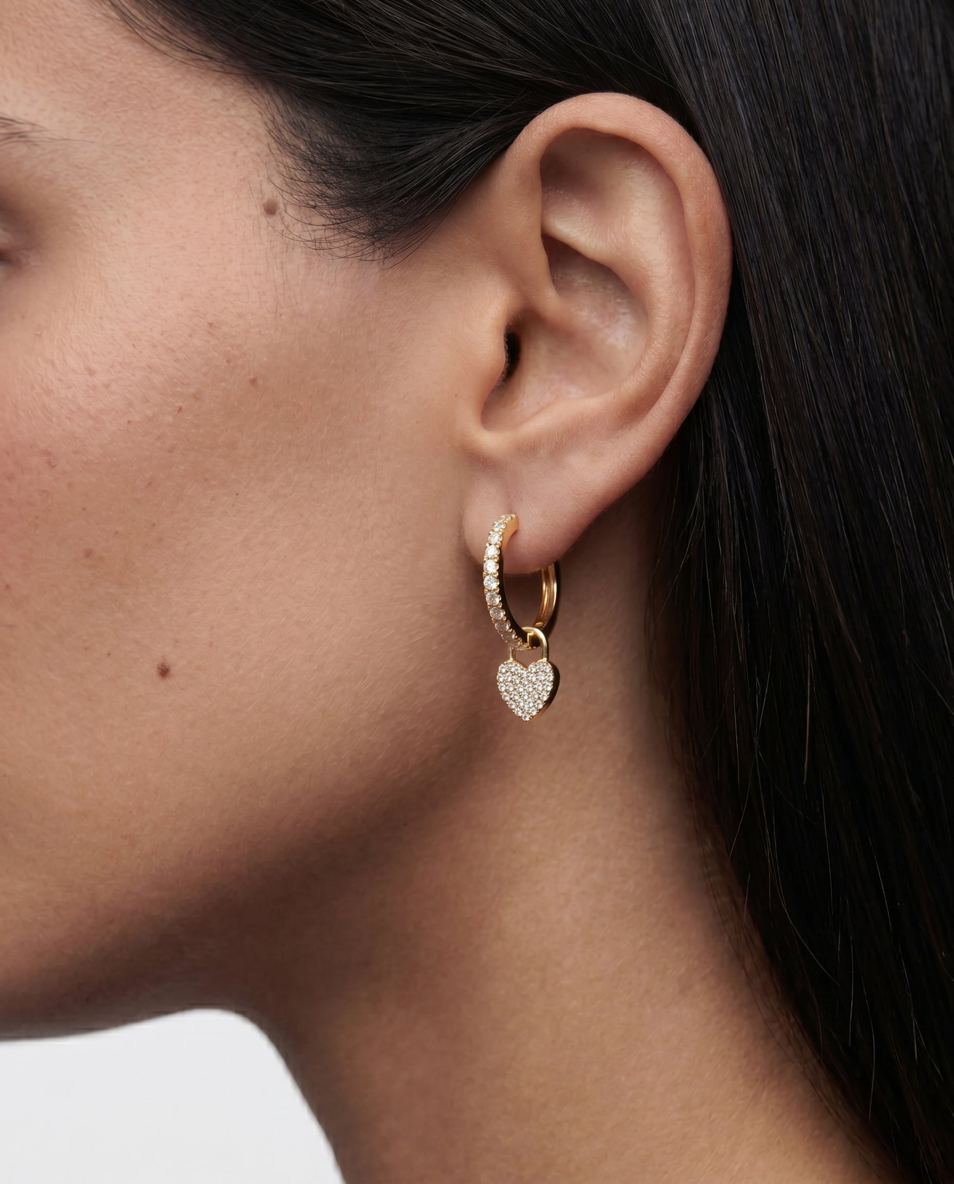 Sparkle Heart Pavé Hoops