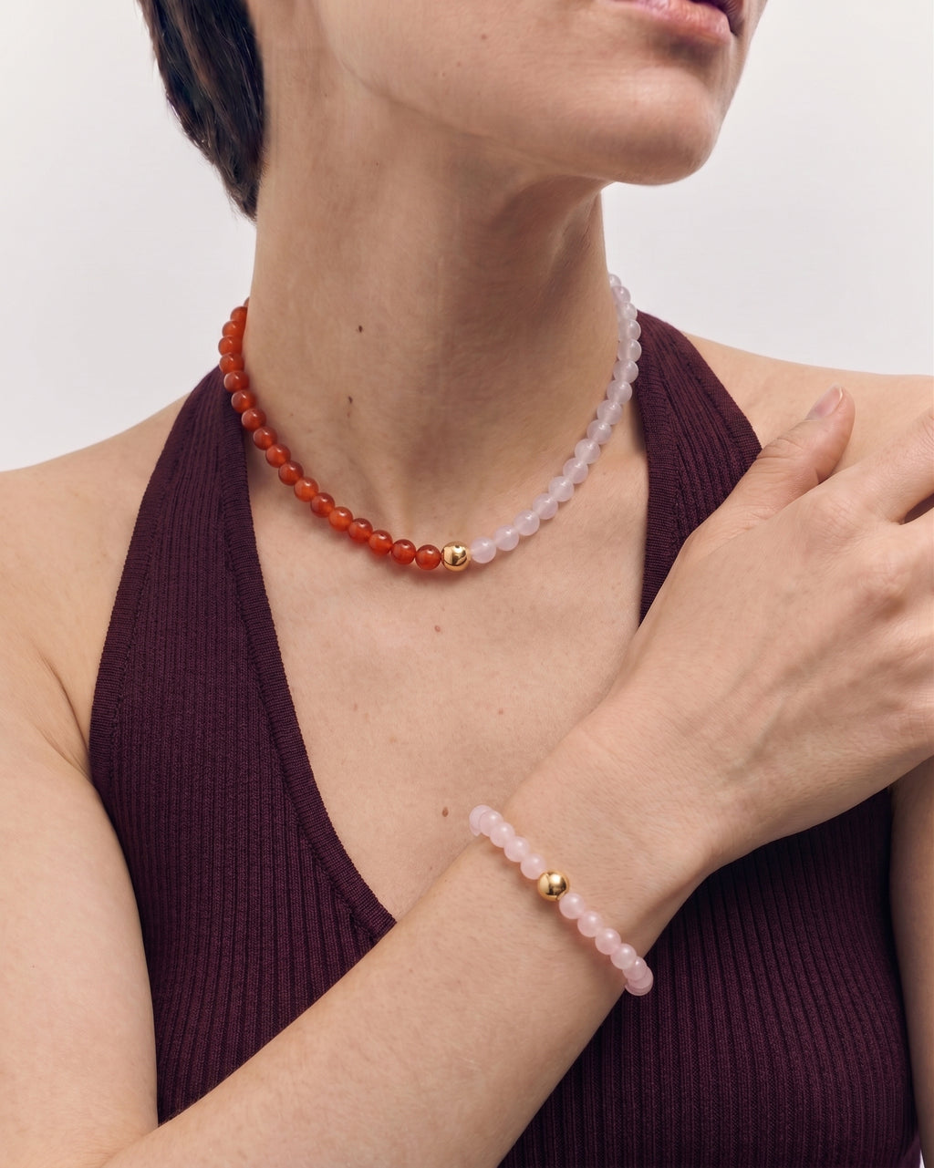 Pink Quartz Beaded Bracelet / Necklace
