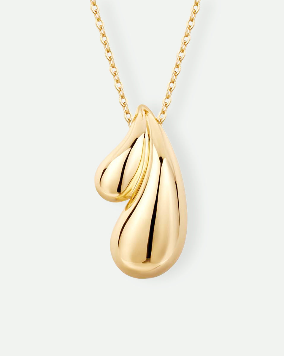 Sculptural Heart Drop Pendant Necklace