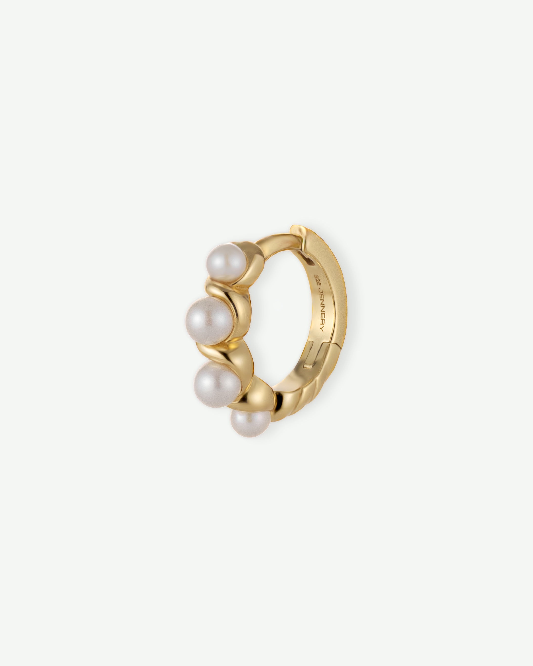 Spiral Pearl Hoop Earrings