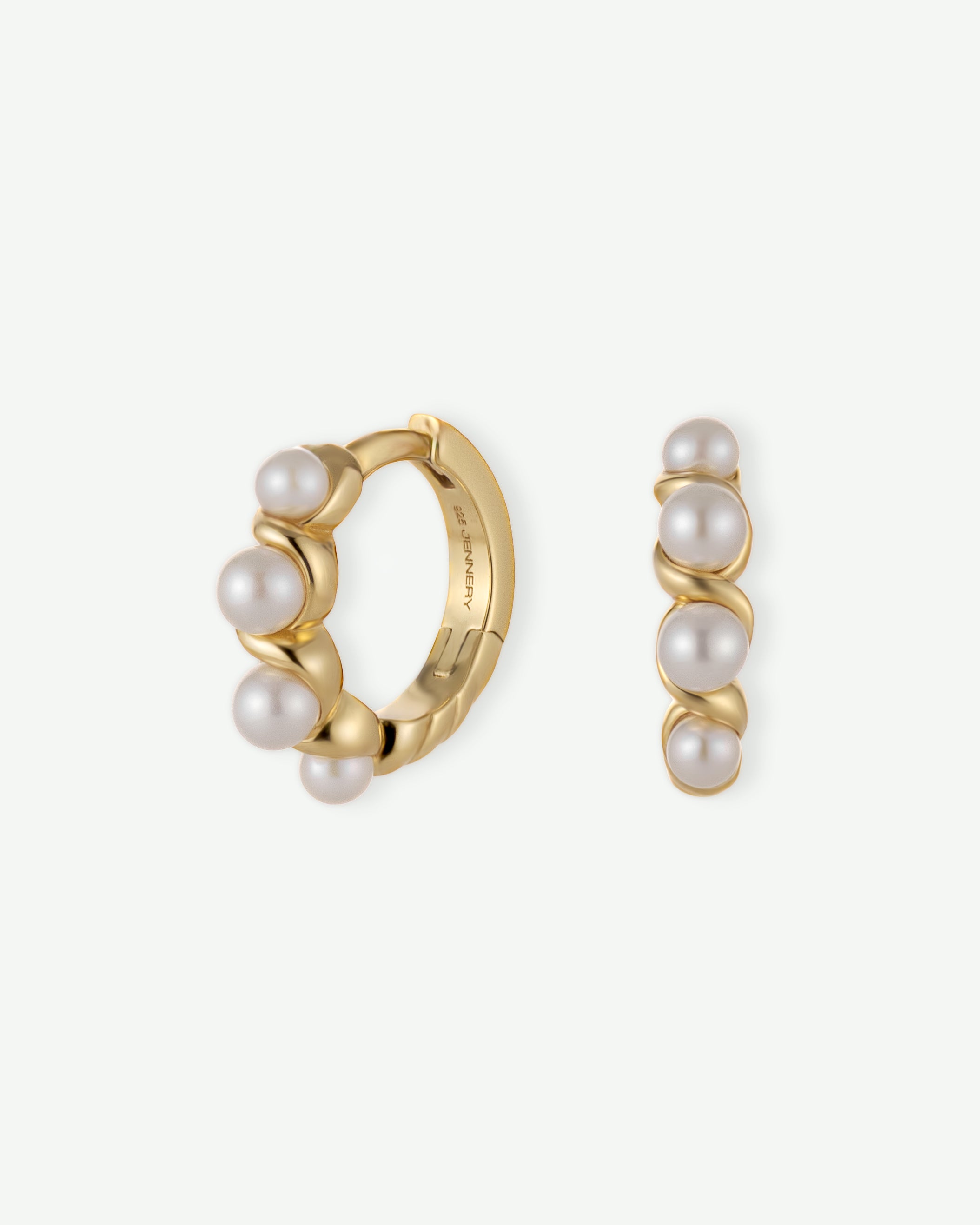 Spiral Pearl Hoop Earrings