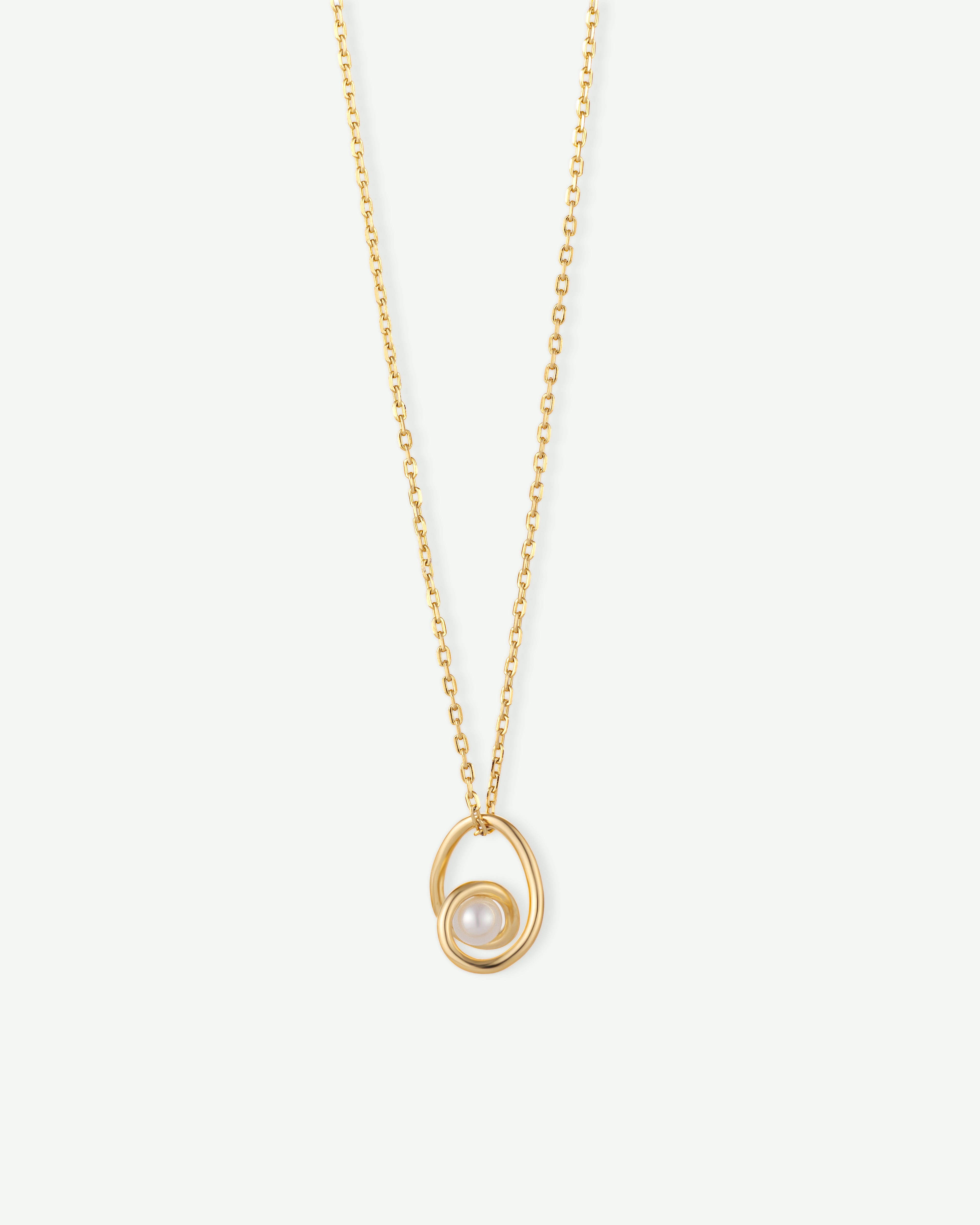 Spiral Pearl Pendant Necklace